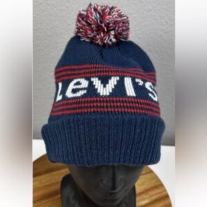 Levi's Retro Hat Navy and Red Knit Beanie Men’s One Size Fits Most